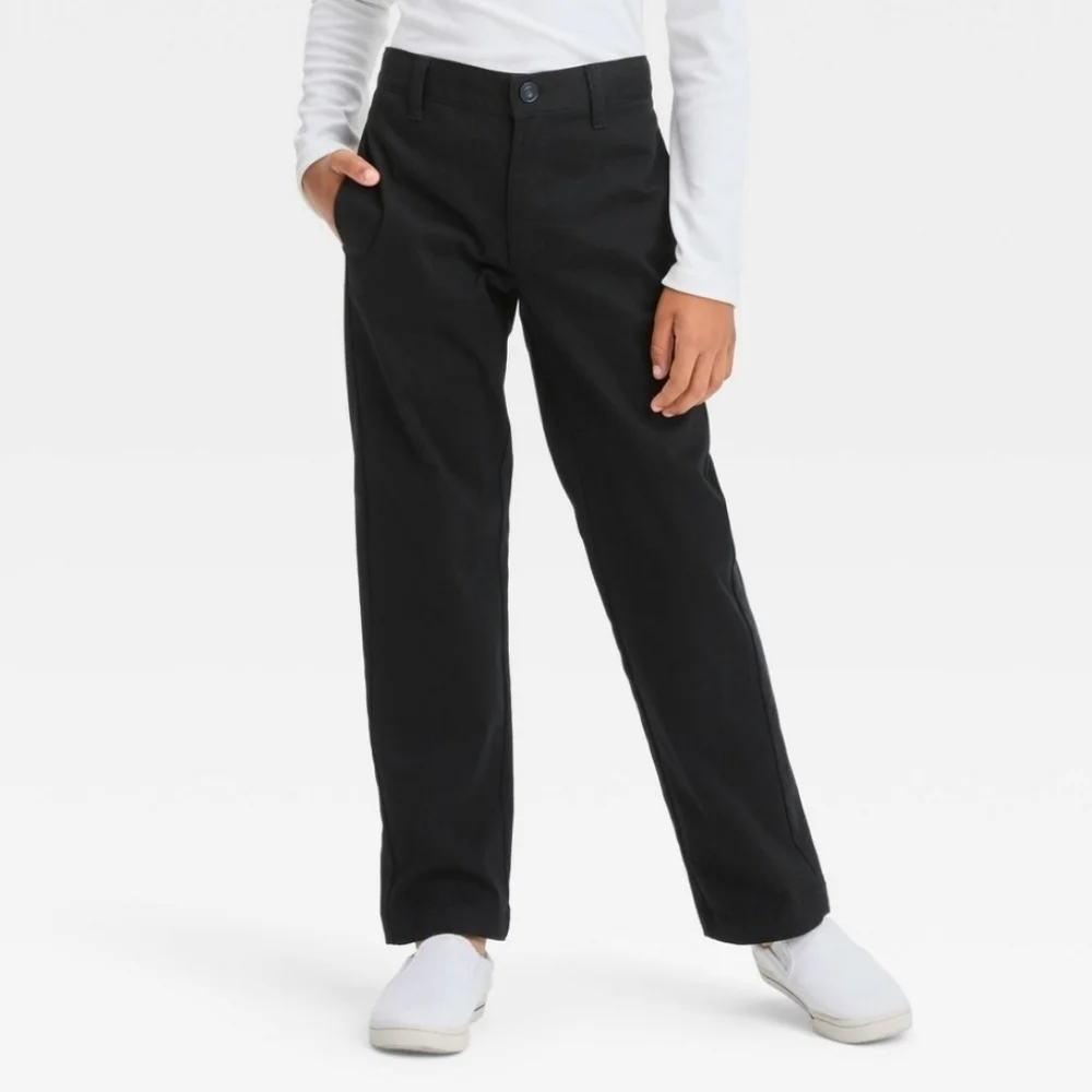 Boys' Straight Fit Uniform Pants - Cat & Jack Black 8